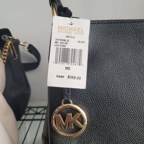 NWT $129 MICHAEL MICHAEL KORS Nicole Medium Leather Shoulder Bag - Picture 6 of 8